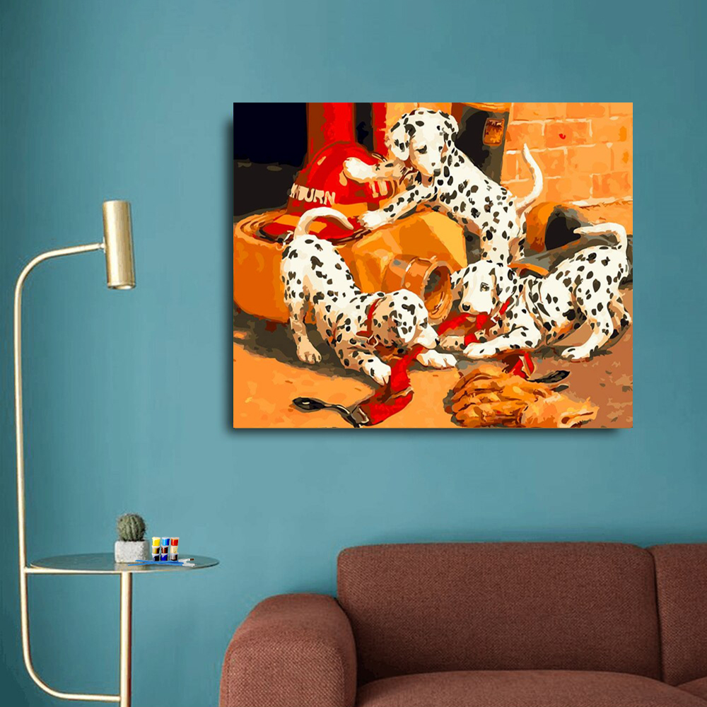 Painting by numbers amusing dot dog painting