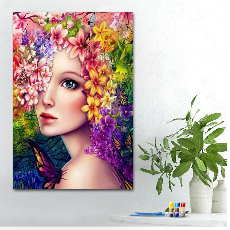 Painting by numbers flower women painting home decor