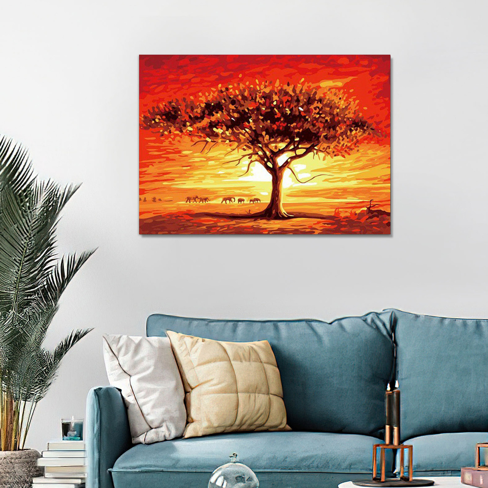 Painting by numbers a big tree home art