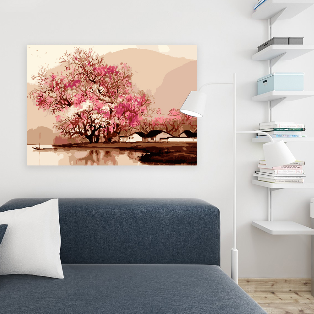 Painting by numbers peach blossom decompression painting