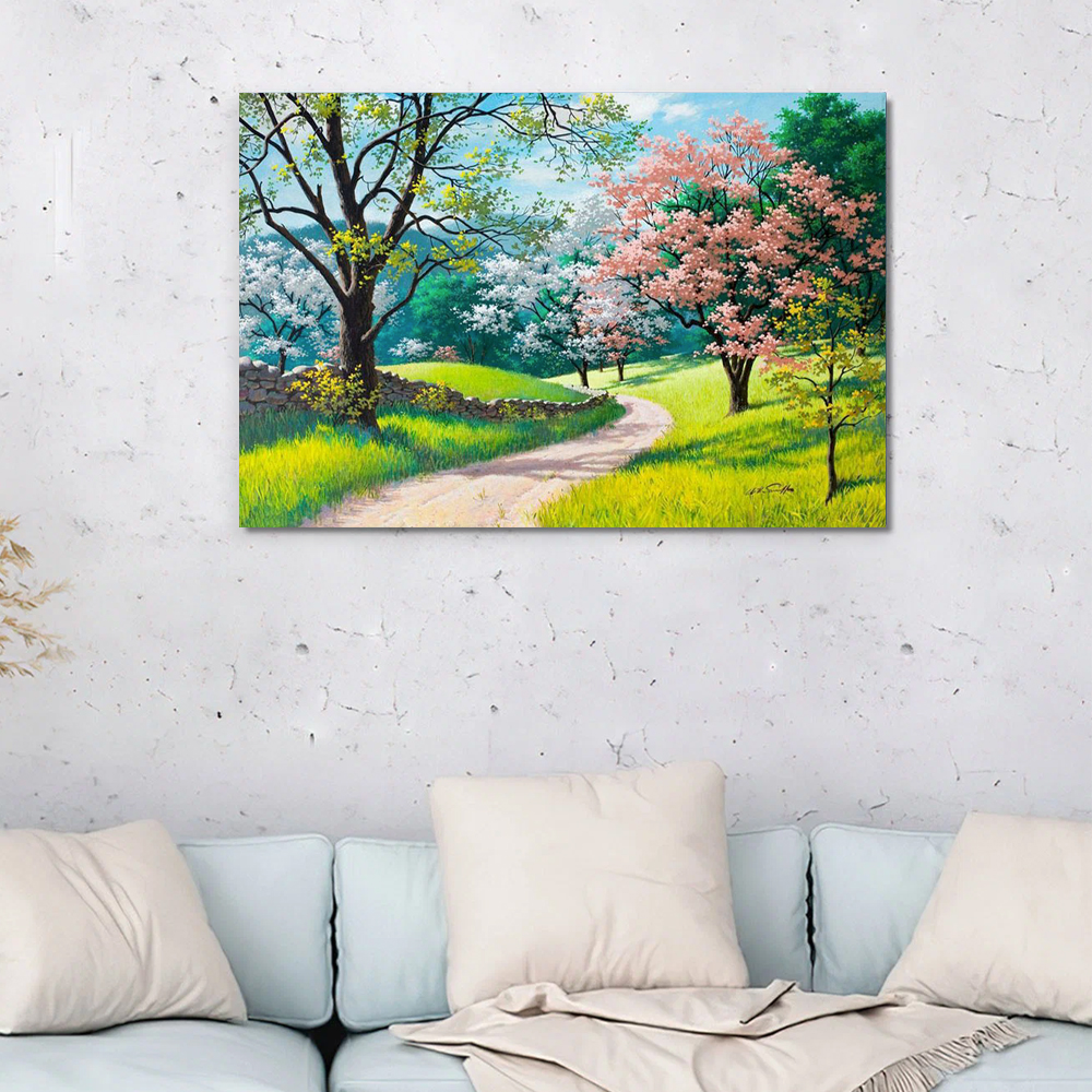 Painting by numbers spring scenery drawing on canvas decor