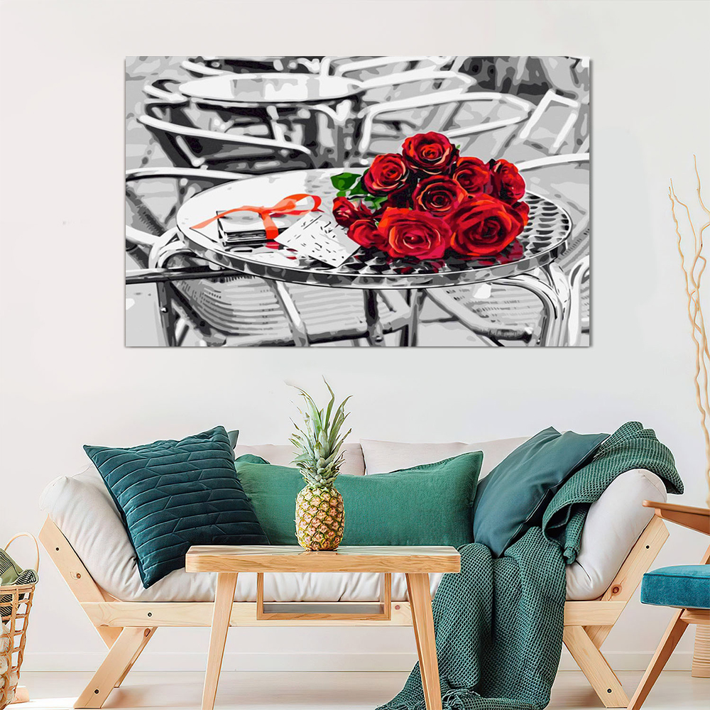 Painting by numbers table roses 24colors diy painting