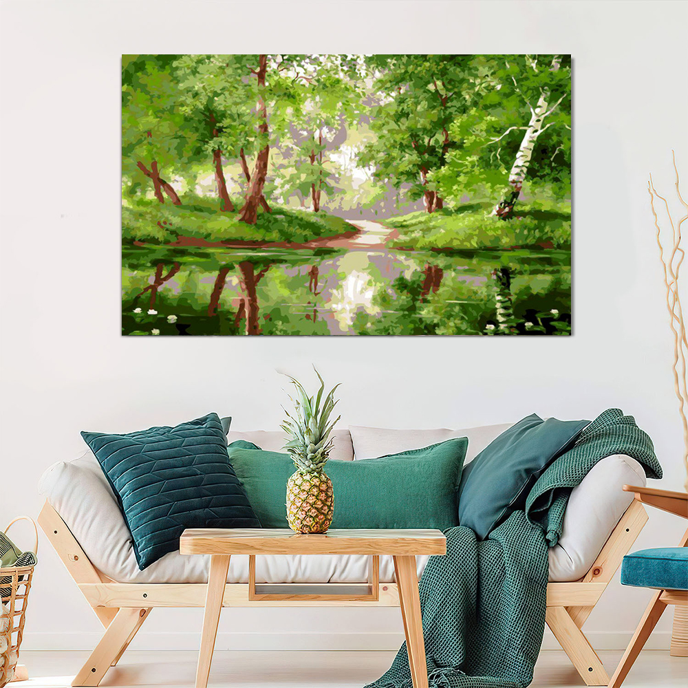 Painting by numbers green landscape home decoration