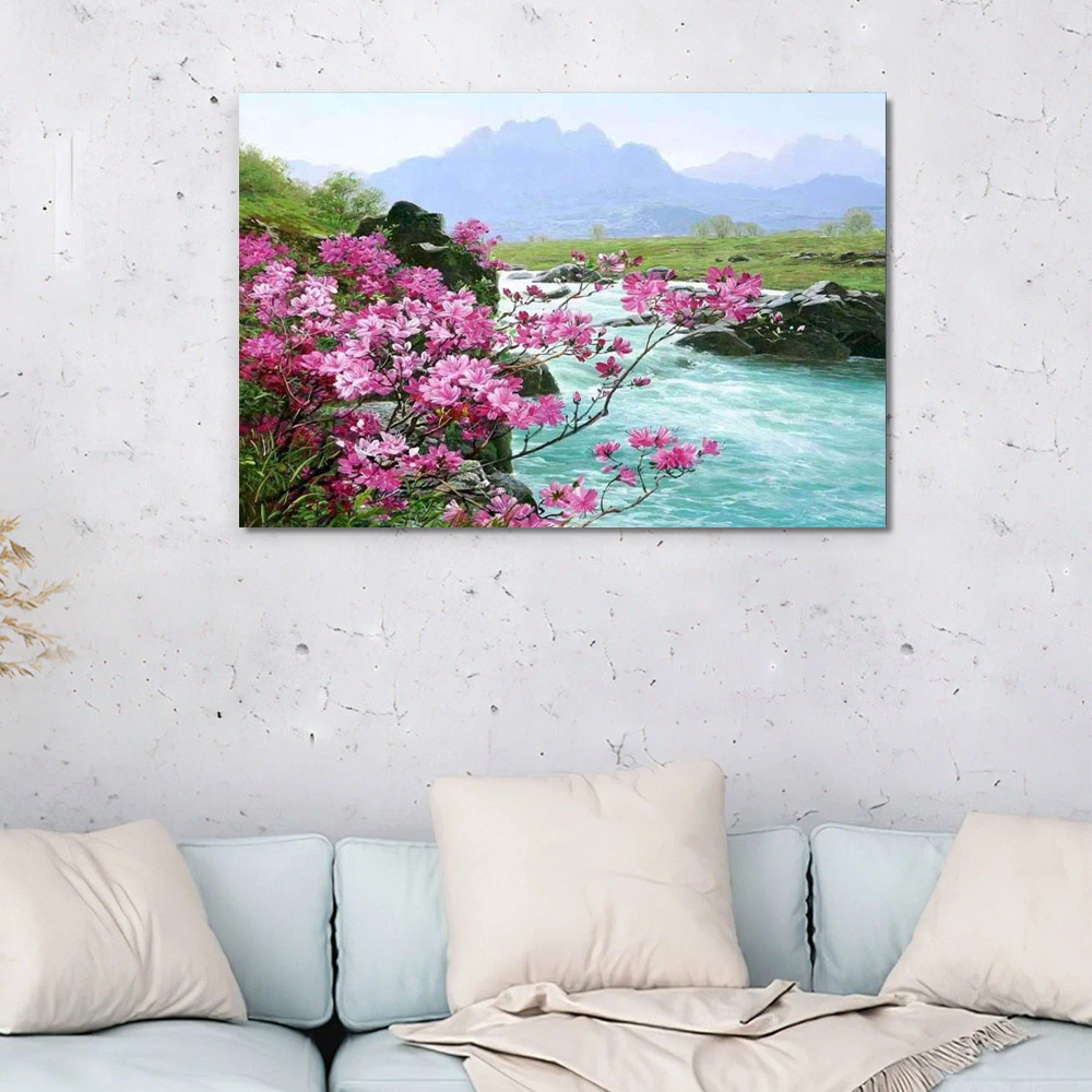 Painting by numbers peach blossom by the river home art