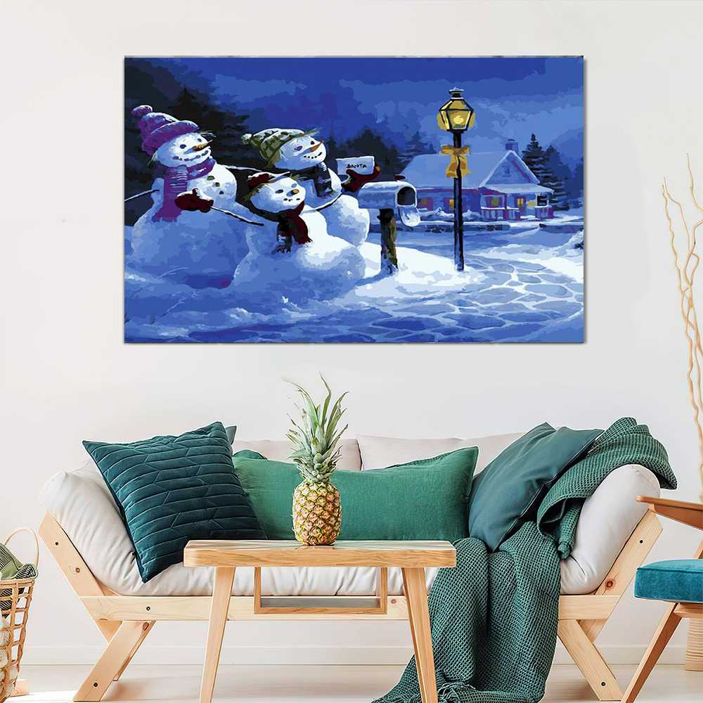 Painting by numbers snowman decompression painting