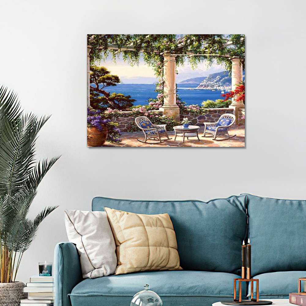 Painting by numbers seaside scenery diy oil painting