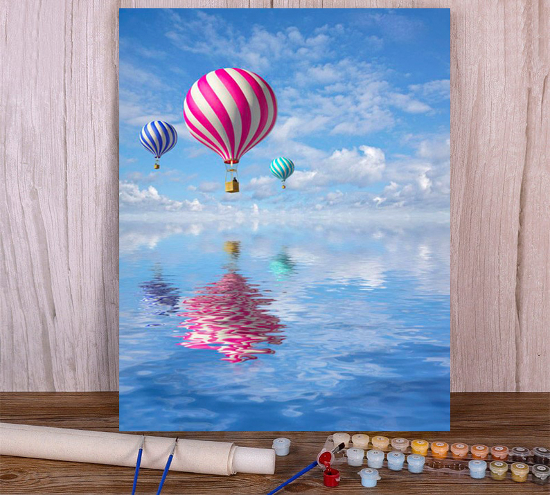 Painting by numbers home decoration hot air balloon lift off