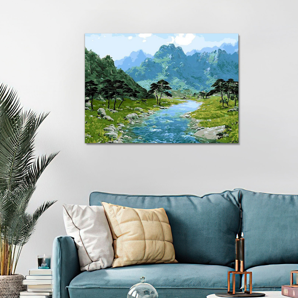 Painting by numbers mountain scenery relex painting