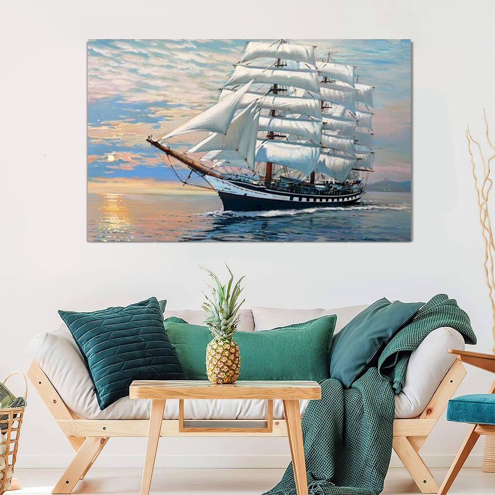 Painting by numbers sail in the sea diy oil painting