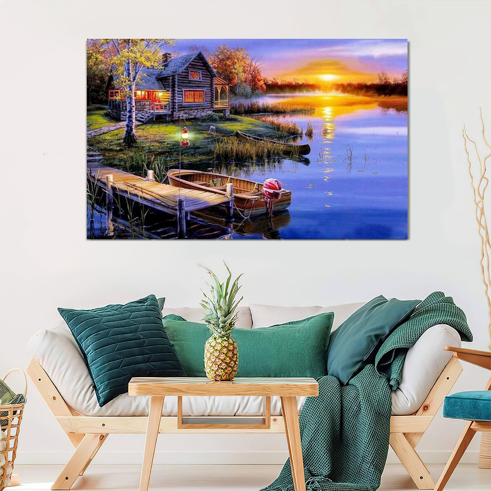 Painting by numbers night paddle living room decor