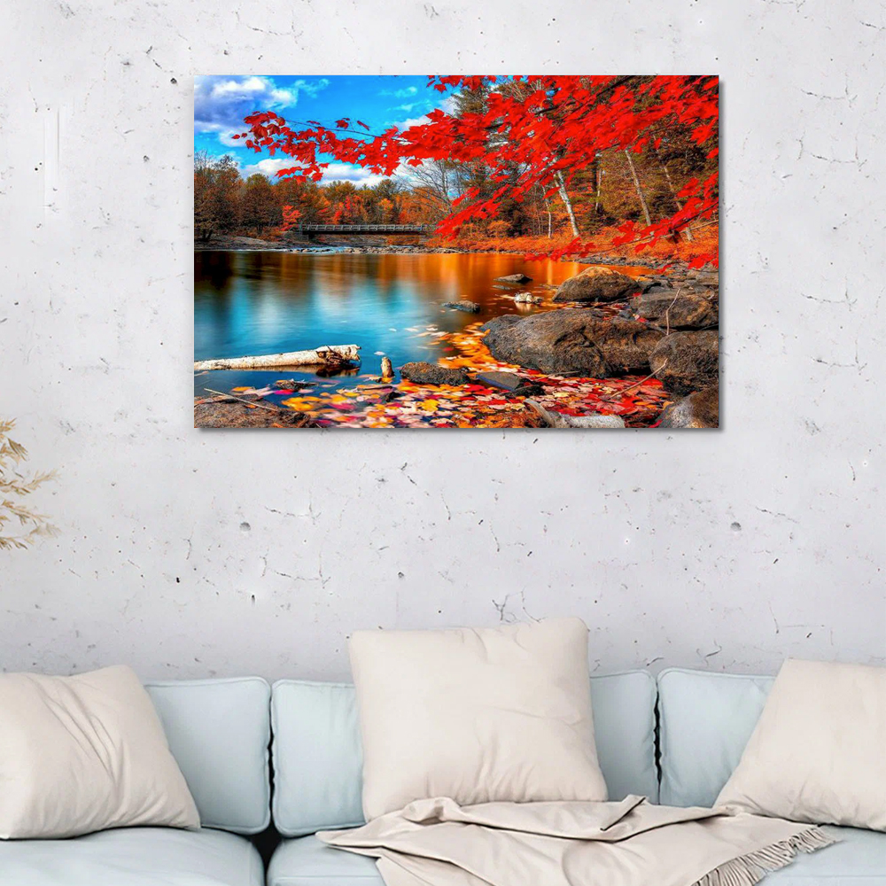 Painting by numbers safflower by the river living room decor