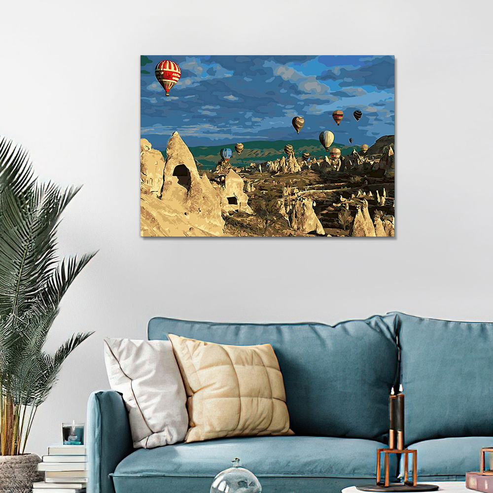 Painting by numbers desert hot air balloon parlor decor