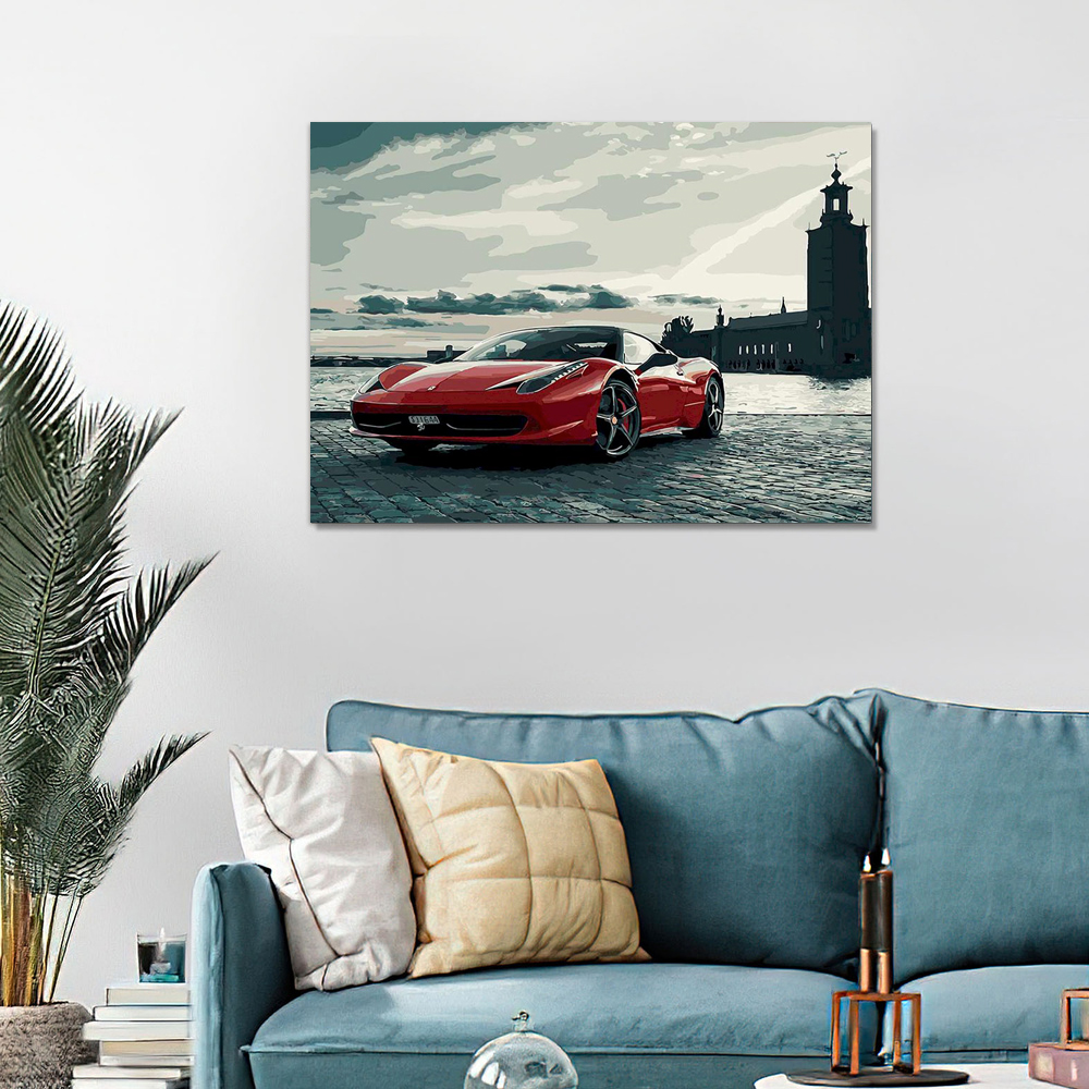 Painting by numbers city car bedroom decoration