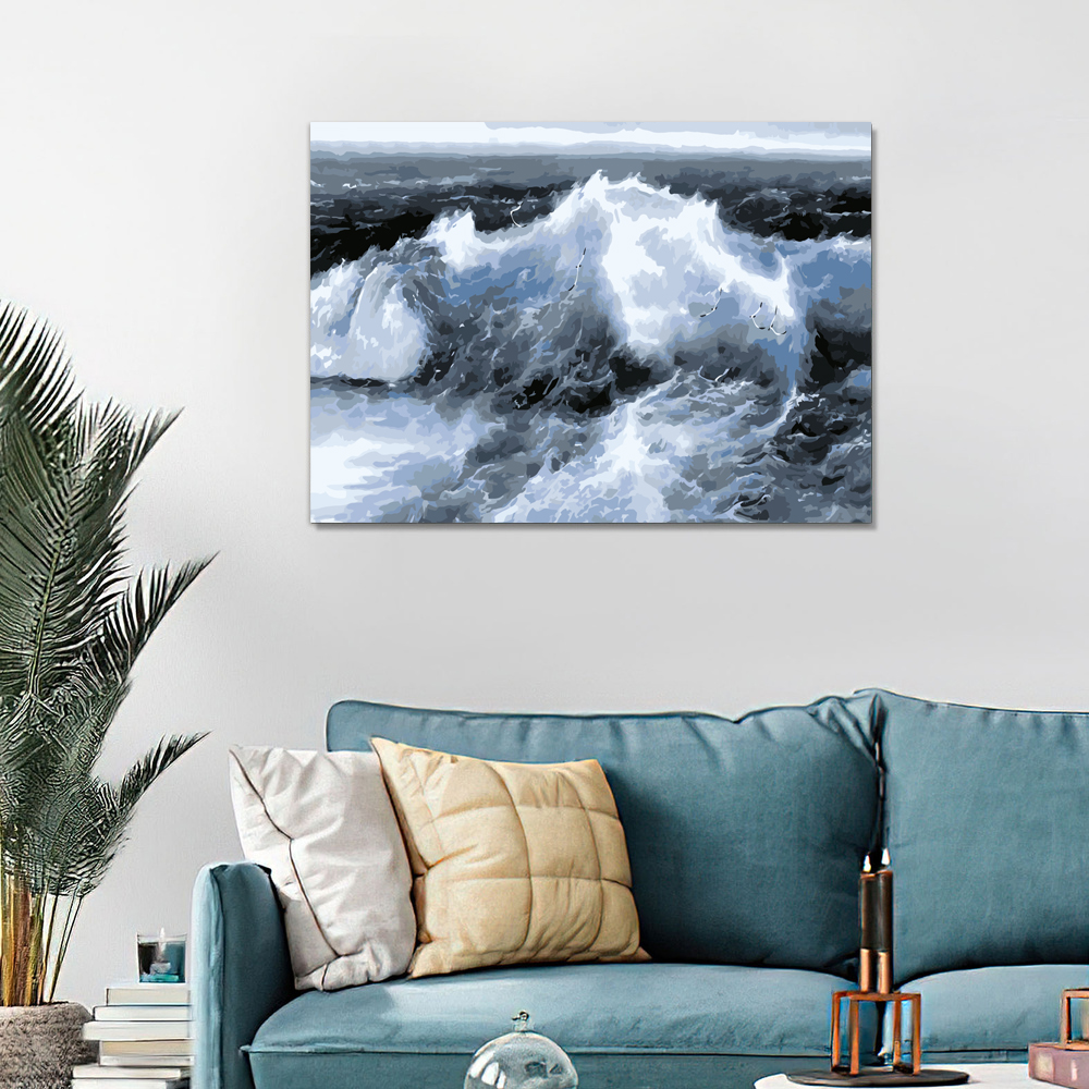 Painting by numbers the waves living room decor