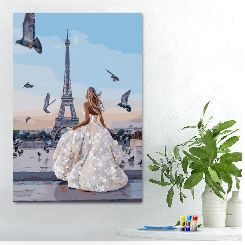 Painting by numbers decompression painting eiffel tower