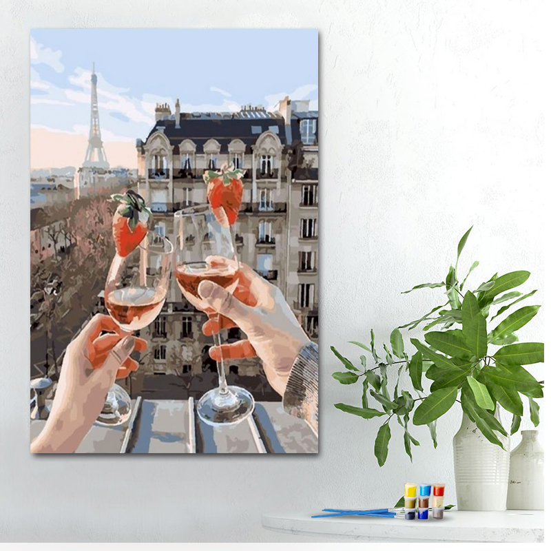 Painting by numbers diy decor painting cheers eiffel tower