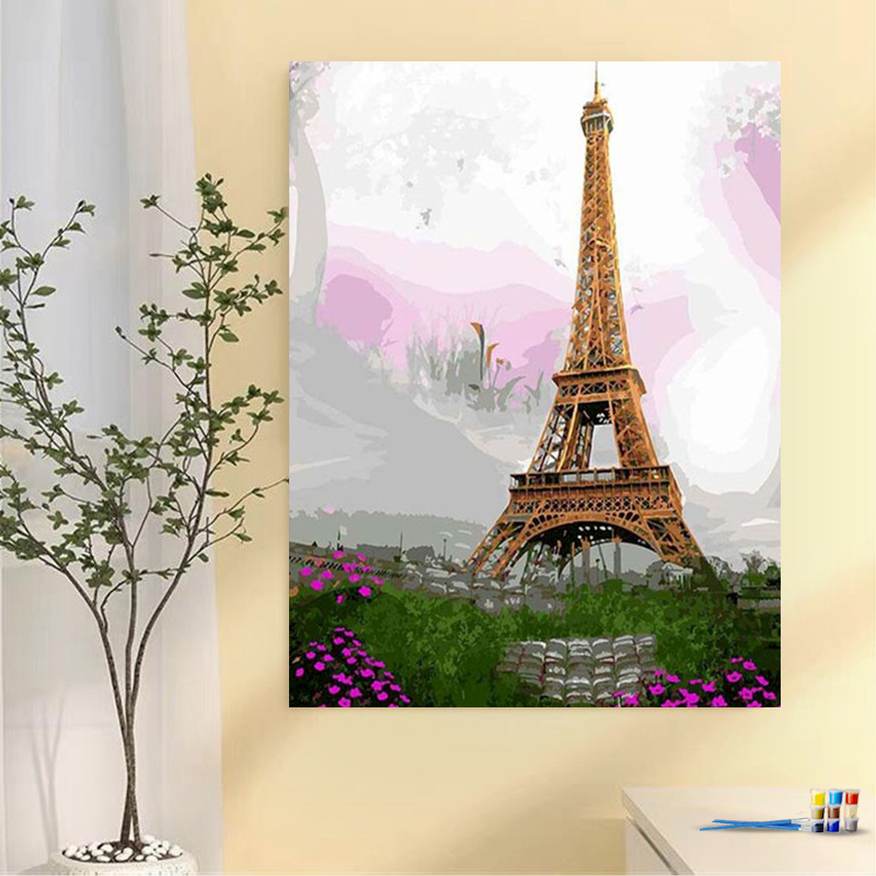 Painting by numbers famous building diy oil painting