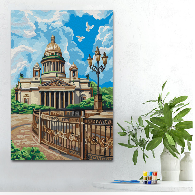 Painting by numbers diy oil painting architecture series