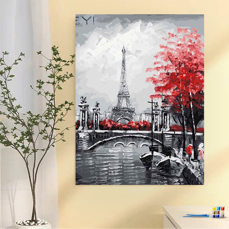 Painting by numbers diy oil painting eiffel tower