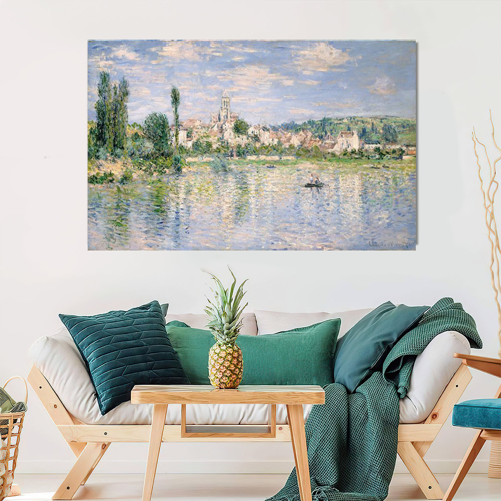 Monet Whitney's famous summer oil painting, sofa background wall landscape painting