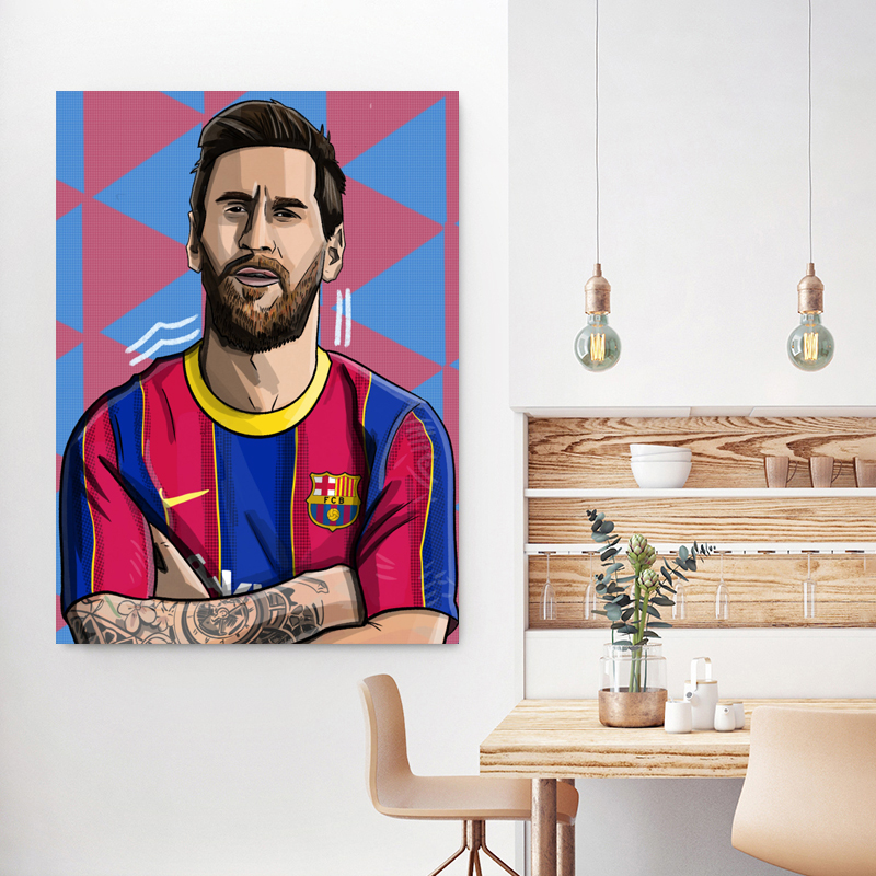 Football star Messi home art painting sofa background wall decorative painting design sense celebrity