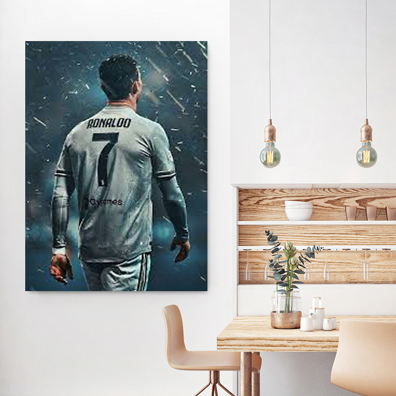 Football star Cristiano Ronaldo painting sofa background wall decorative painting design sense celebrity