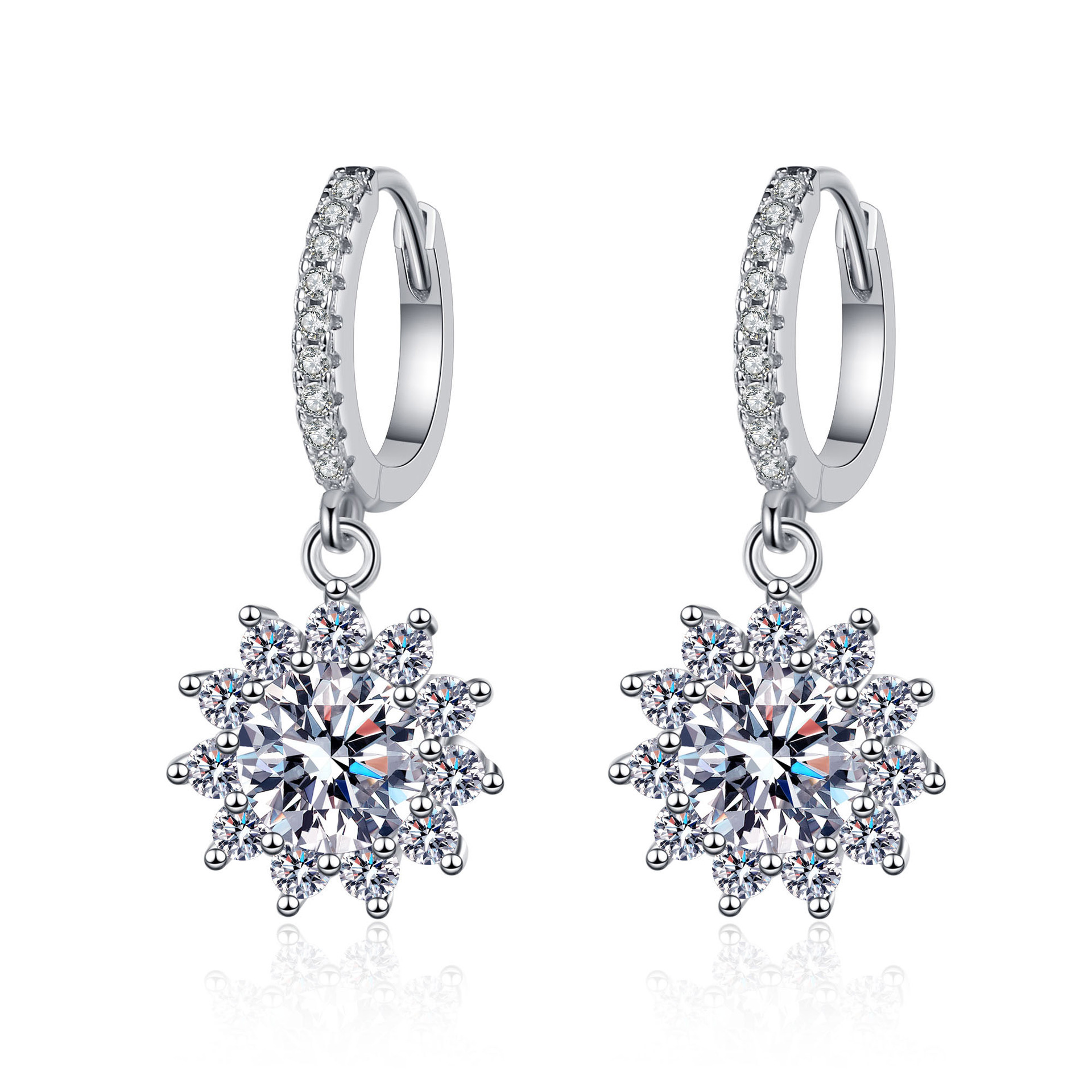 Winter holiday party jewelry for Aunt earrings D-grade Moissanite with 3EX cut Smooth surfaced D-grade Moissanite