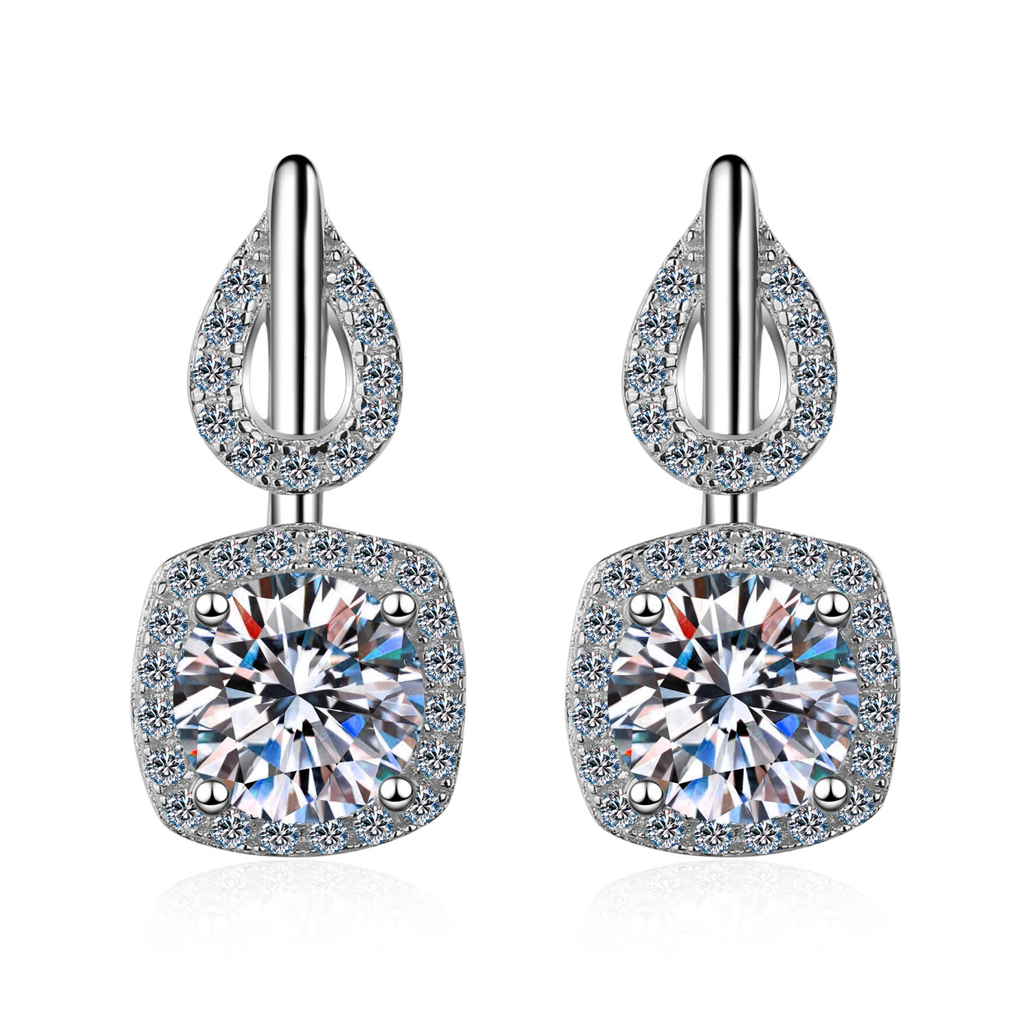 Statement pieces Meaningful jewelry gift for your sister earrings Smooth surfaced D-grade Moissanite Smoothly inlaid for D-grade Moissanite