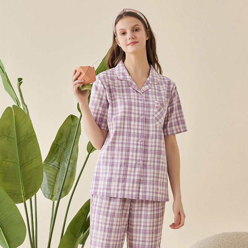 Classic and comfortable pure natural loungewear pajamas 100% cotton pajamas Feels light and airy