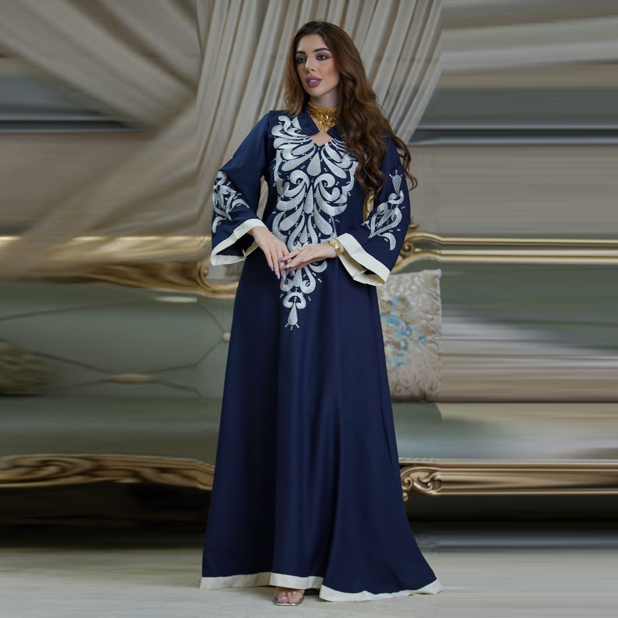 Jalabiya Patchwork Embroidery Comfortable Dress