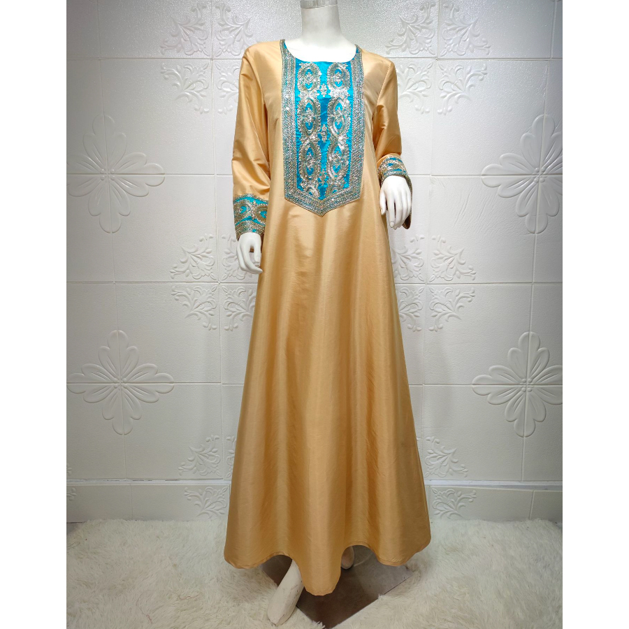 Jalabiya Gold thread embroidery  dress