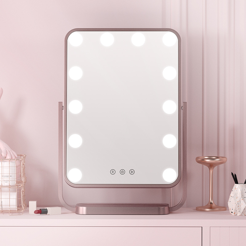 19" Full-Length HD Mirror with 3-Color Lighting | 360-Degree Rotatable Mirror | Smart Touch Control | and Base Storage Design