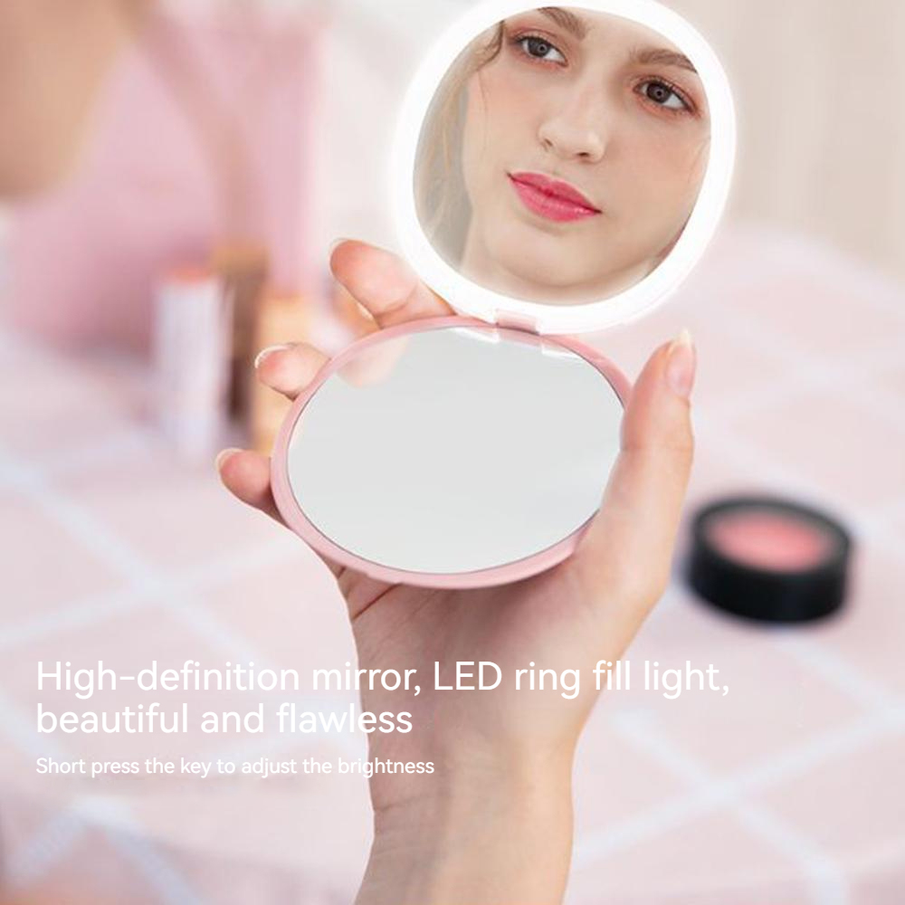 Portable LED Makeup Mirror with HD Mirror | 3X Magnifying Mirror | Adjustable Brightness | and Rechargeable Battery