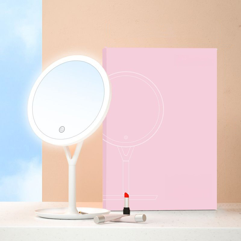 5X Magnifying Makeup Mirror with Adjustable Angle | Simulated Three-Color Lighting | Base Storage | Built-in Rechargeable Battery