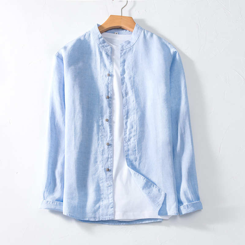 Lustrous texture finesse linen Men's shirt Eco-friendly anti-static and anti-bacterial properties