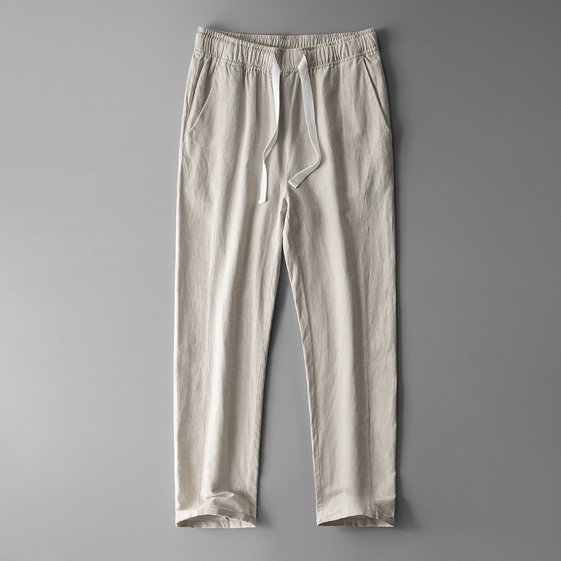 Softness and sheen linen Men's pants Good air circulation sweat absorption and antibacterial