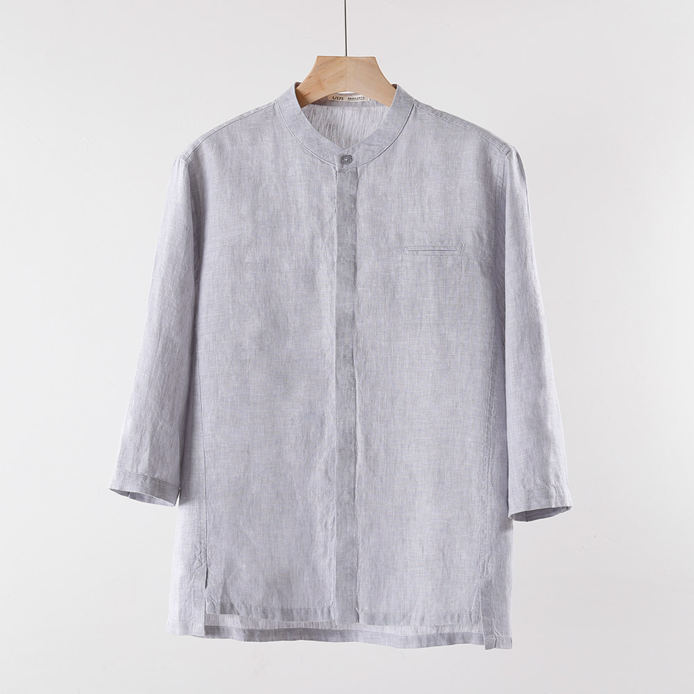 Natural shine and luster linen Men's shirt Eco-friendly anti-static and comfortable on the skin