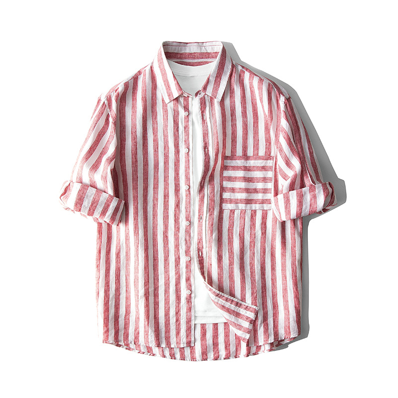 Subtle texture elegance linen Men's shirt Non-irritating environmentally friendly and anti-static
