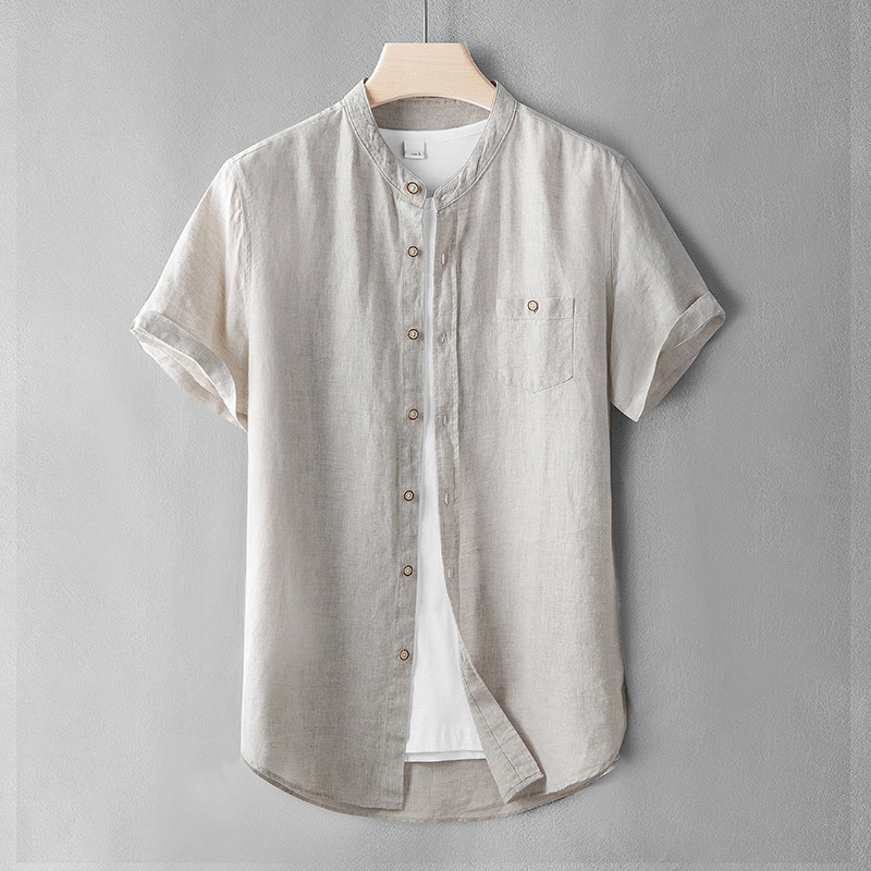 Smooth linen finesse linen Men's shirt Lightweight hypoallergenic and quick-drying material