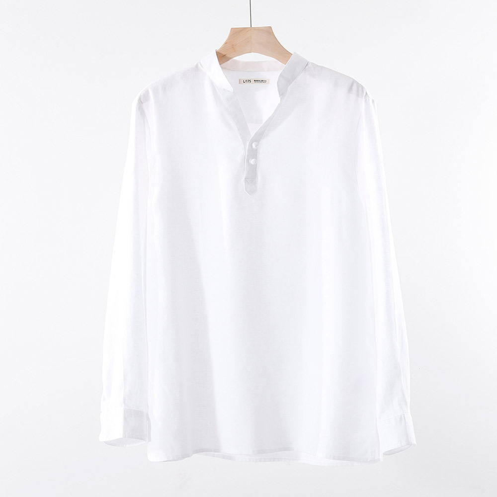 Natural shine and luster linen Men's shirt Breathable and cool preventing allergies and irritation