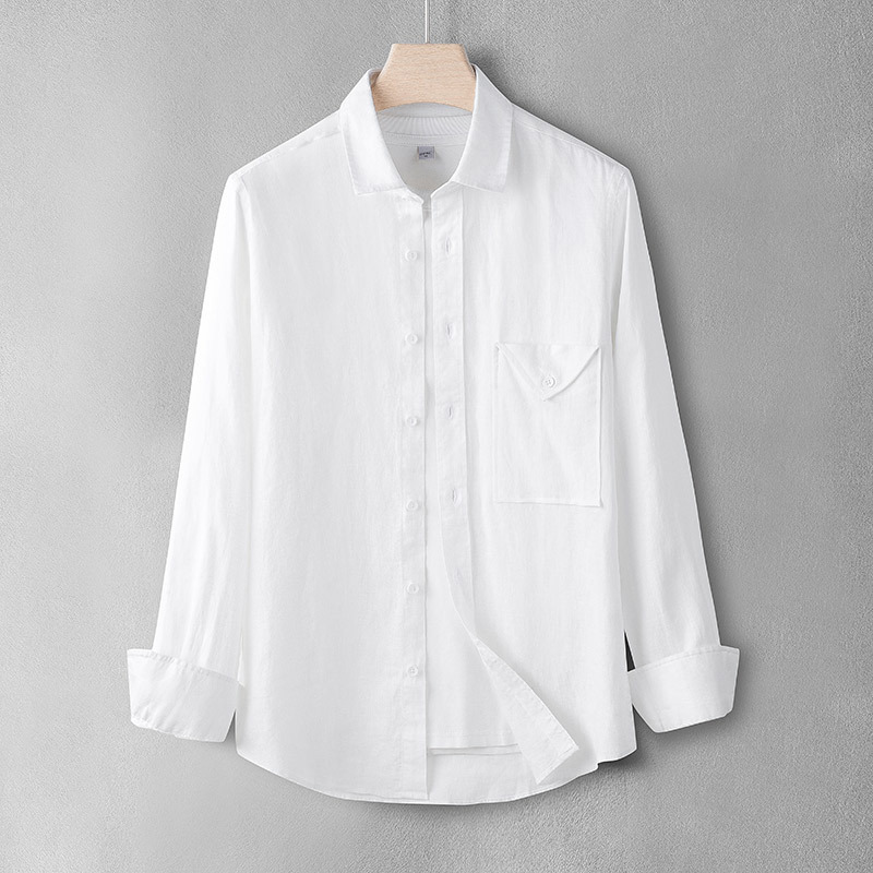Glossy natural feel linen Men's shirt Odor-resistant breathable and moisture-wicking