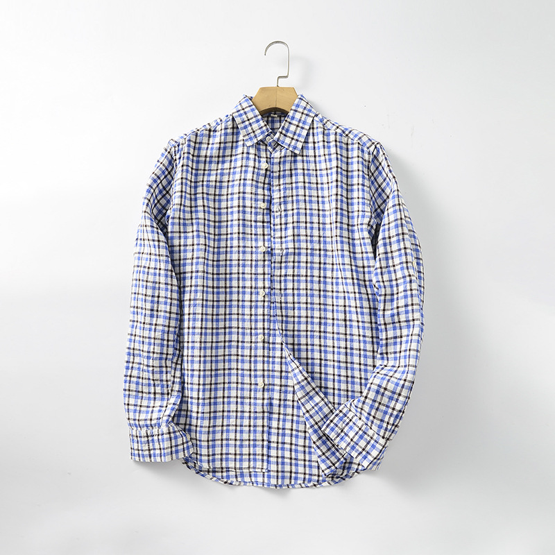 Lustrous texture finesse linen Men's shirt Excellent breathability sweat permeability and moisture absorption