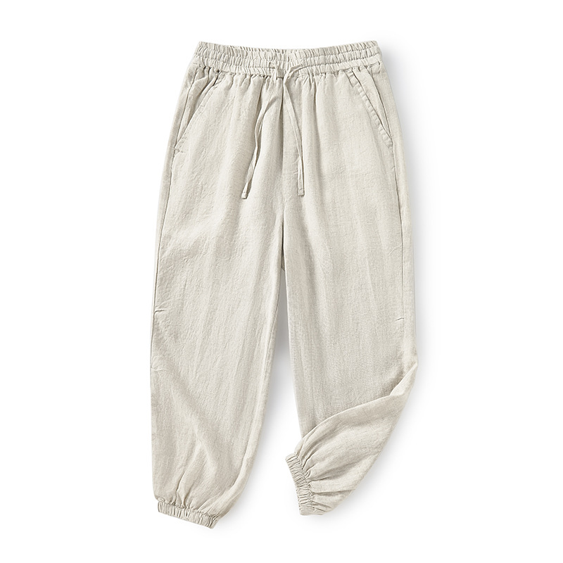 Smooth and light linen linen Men's pants Sweat-wicking hypoallergenic and non-irritating