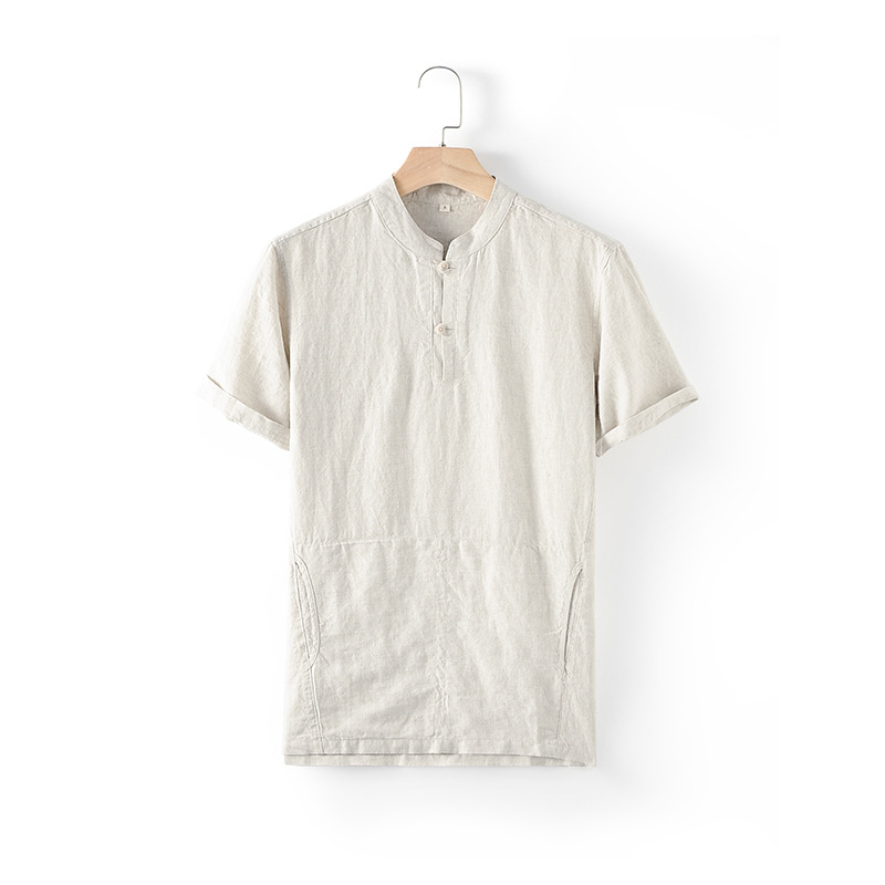 Glossy natural feel linen Men's shirt Dry and comfortable preventing irritation and allergies