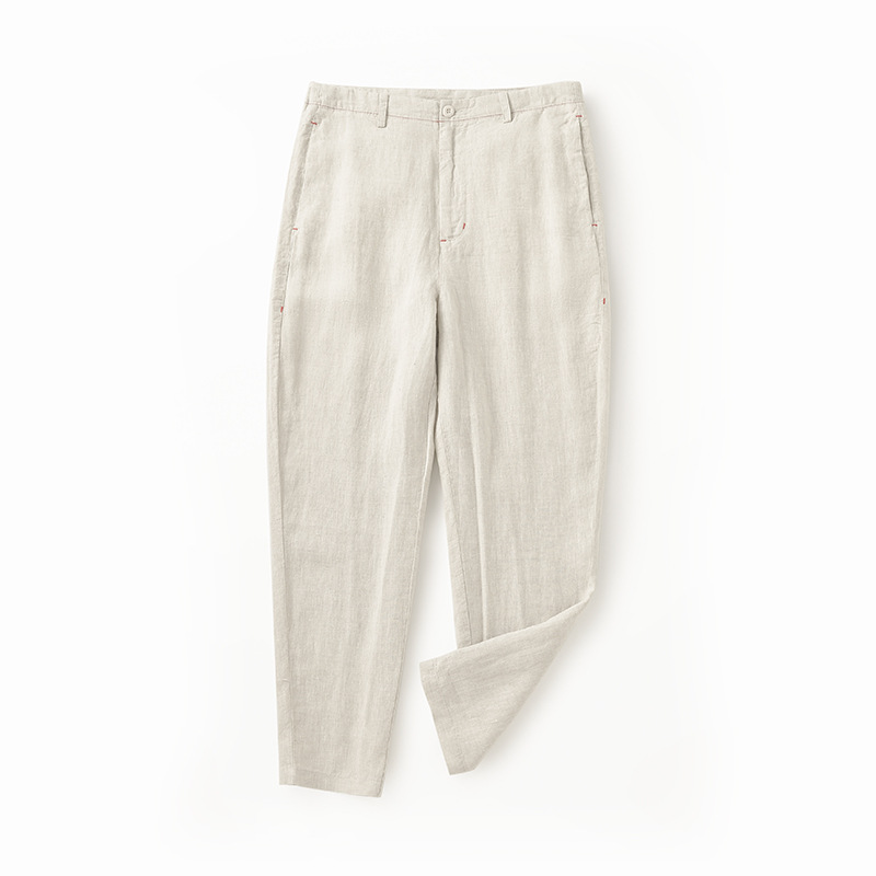 Lustrous texture finesse linen Men's pants Good air permeability sweat absorption and cooling effect