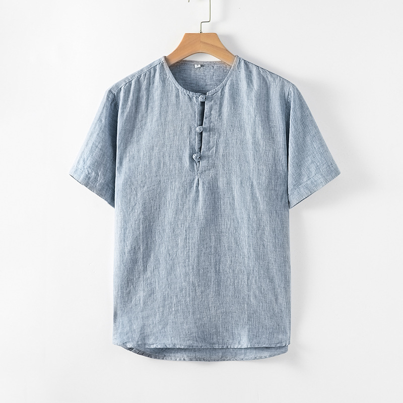 Fine fabric grace linen Men's shirt Lightweight moisture-absorbing and anti-bacterial