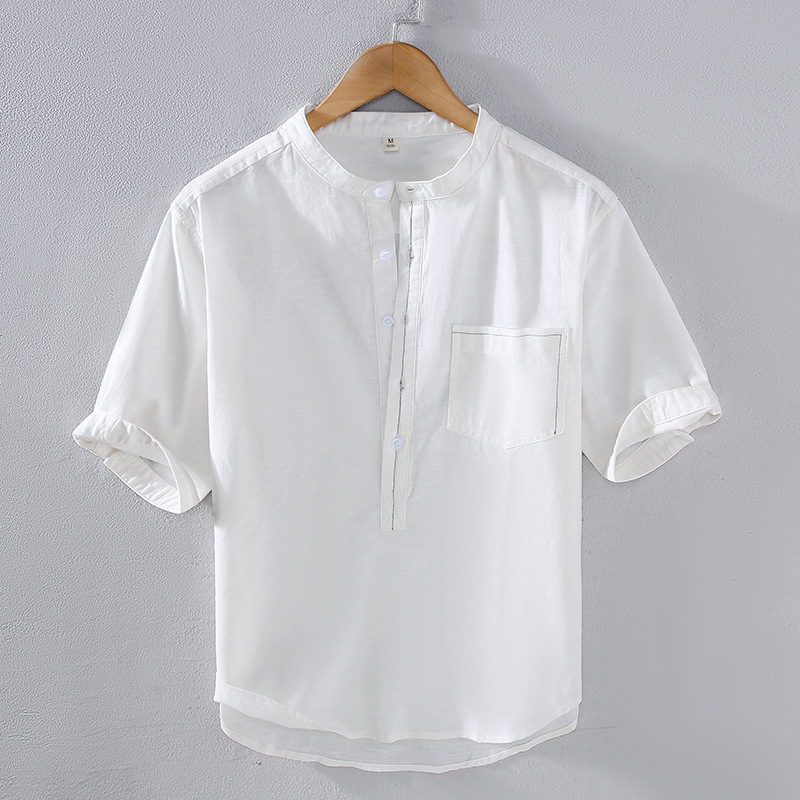 Smooth and light linen linen Men's shirt Comfortable breathable and moisture-wicking properties