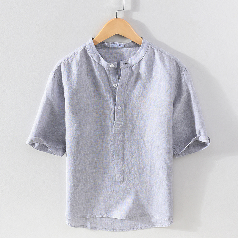 Delicate touch of linen linen Men's shirt Excellent breathability sweat permeability and moisture absorption