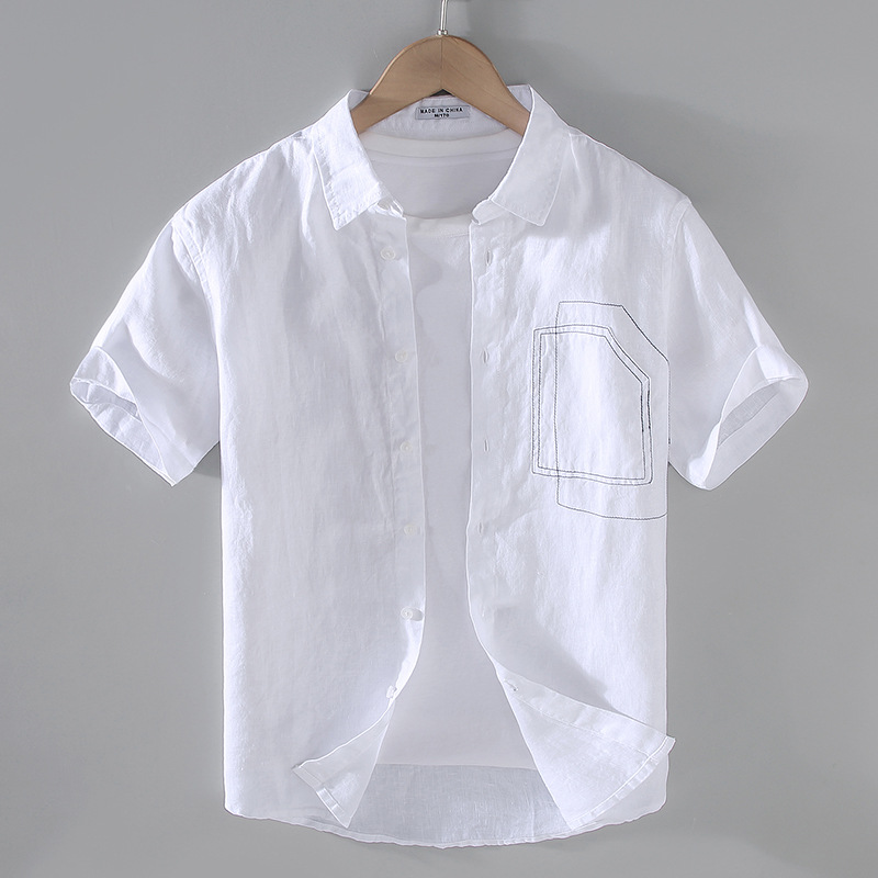 Lustrous texture finesse linen Men's shirt Breathable and cool preventing allergies and irritation