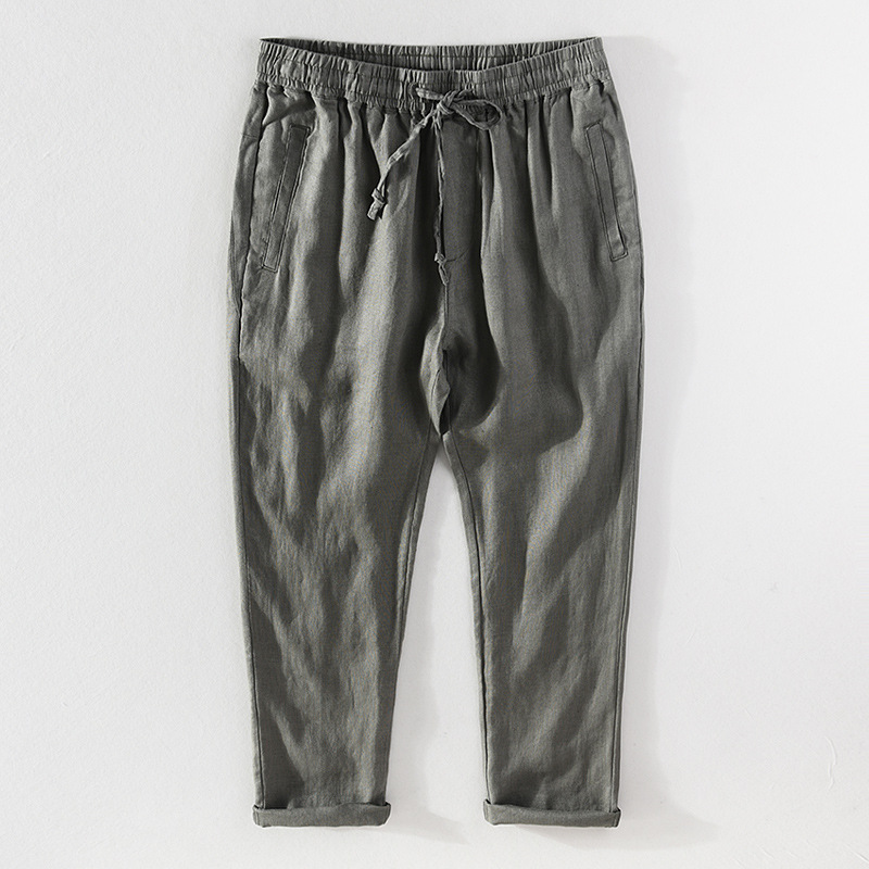 Lustrous linen appeal linen Men's pants Allergen-free moisture-wicking and anti-static